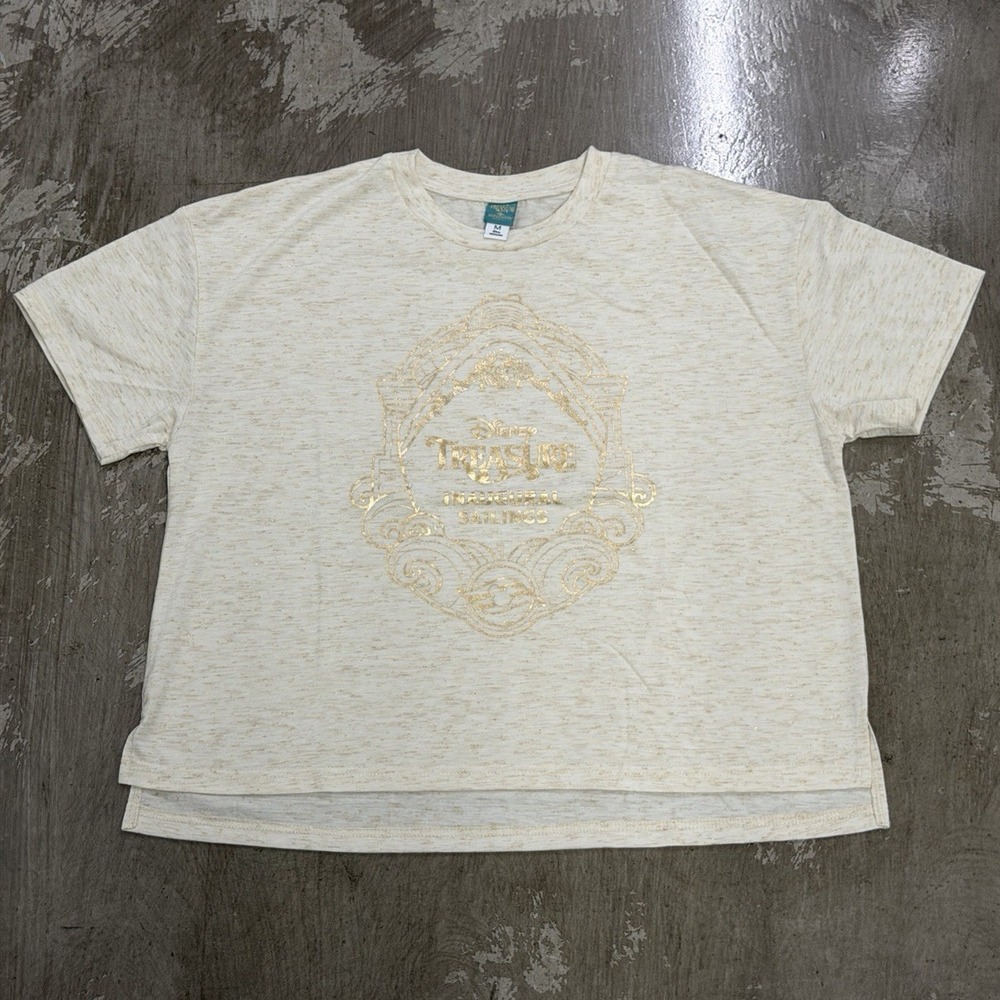 Disney Cruise Line Treasure Inaugural Sailings Gold Sparkle Crop Shirt M SKU0044